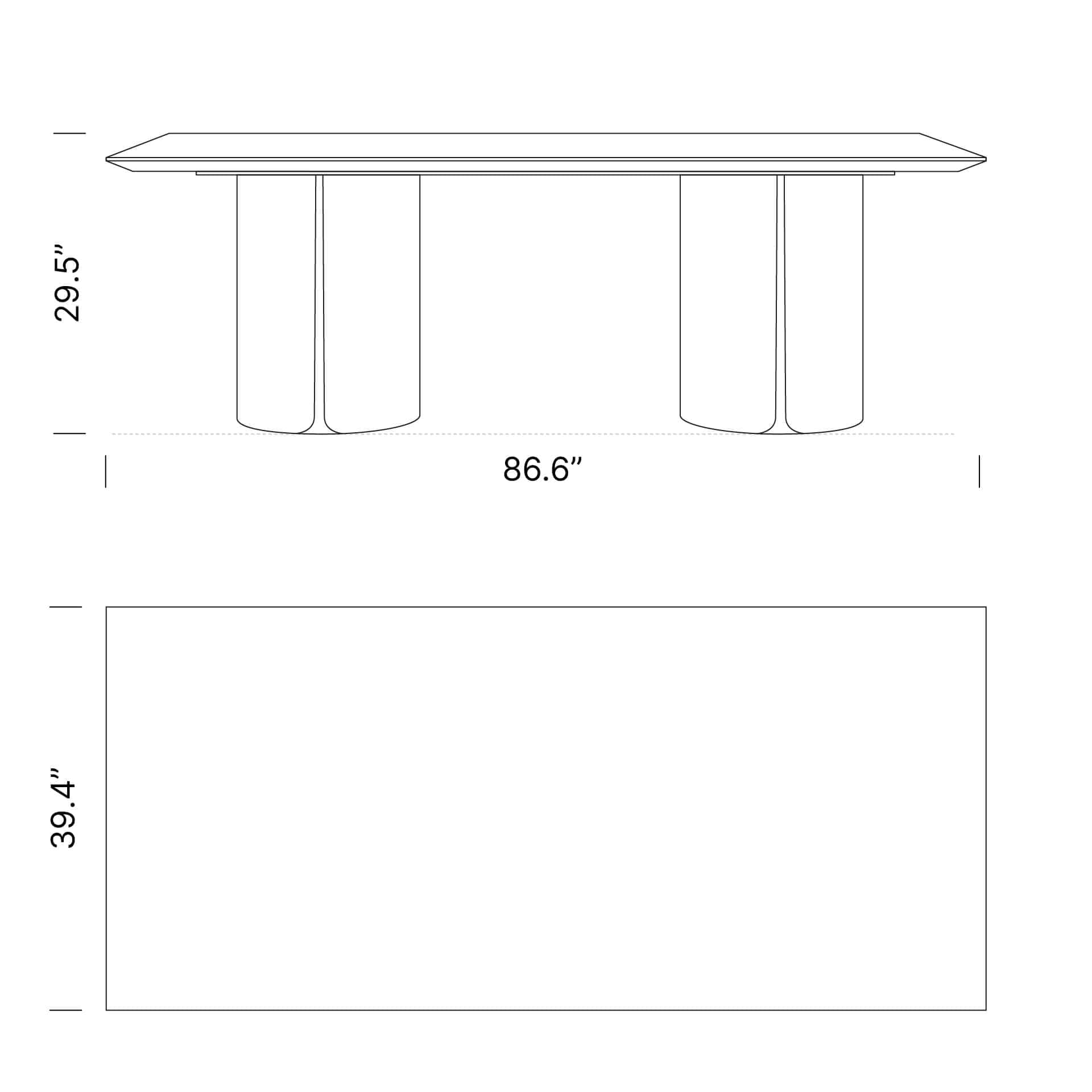 Dimensions Opus Dining Table Mobile