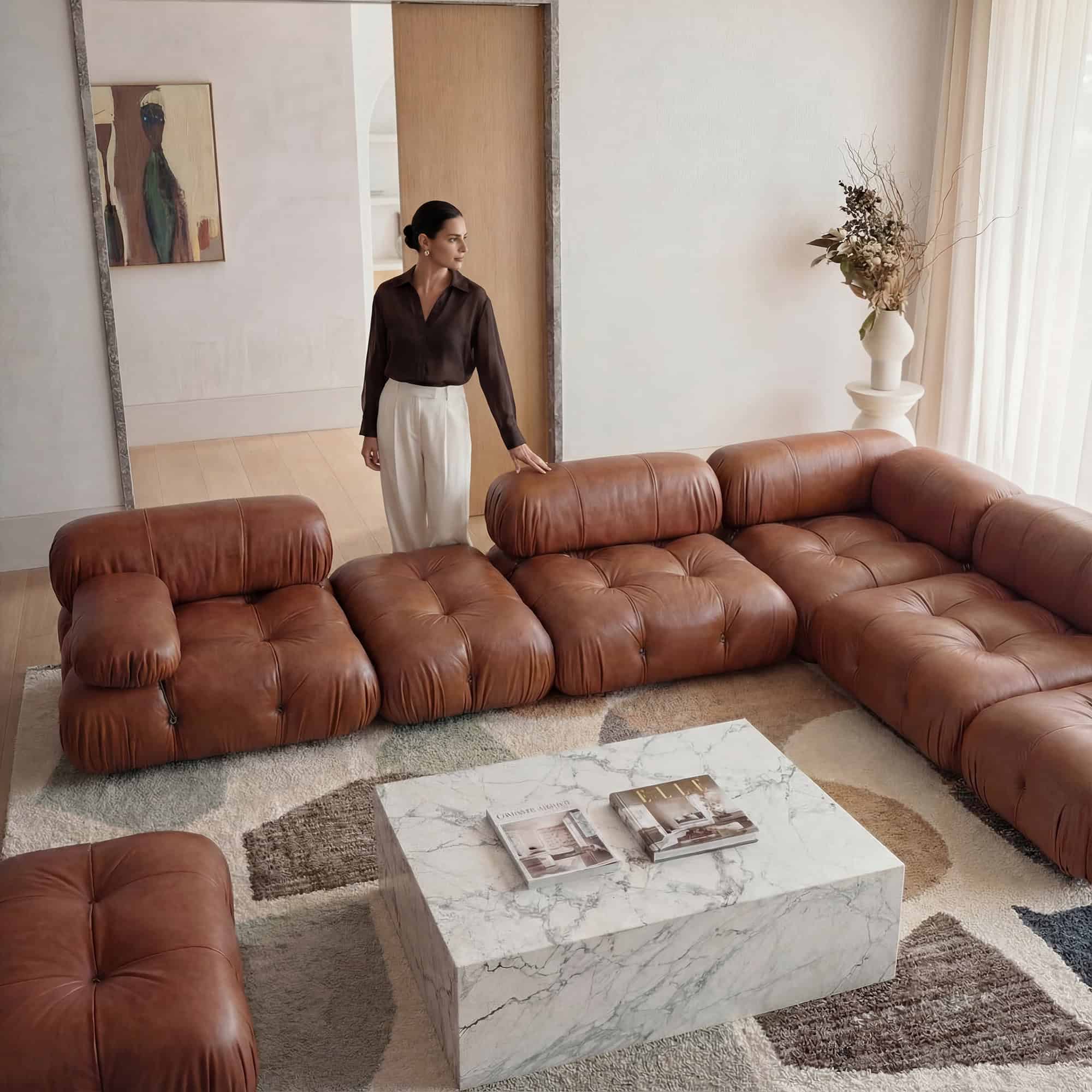 Camaleonda Leather Ottoman