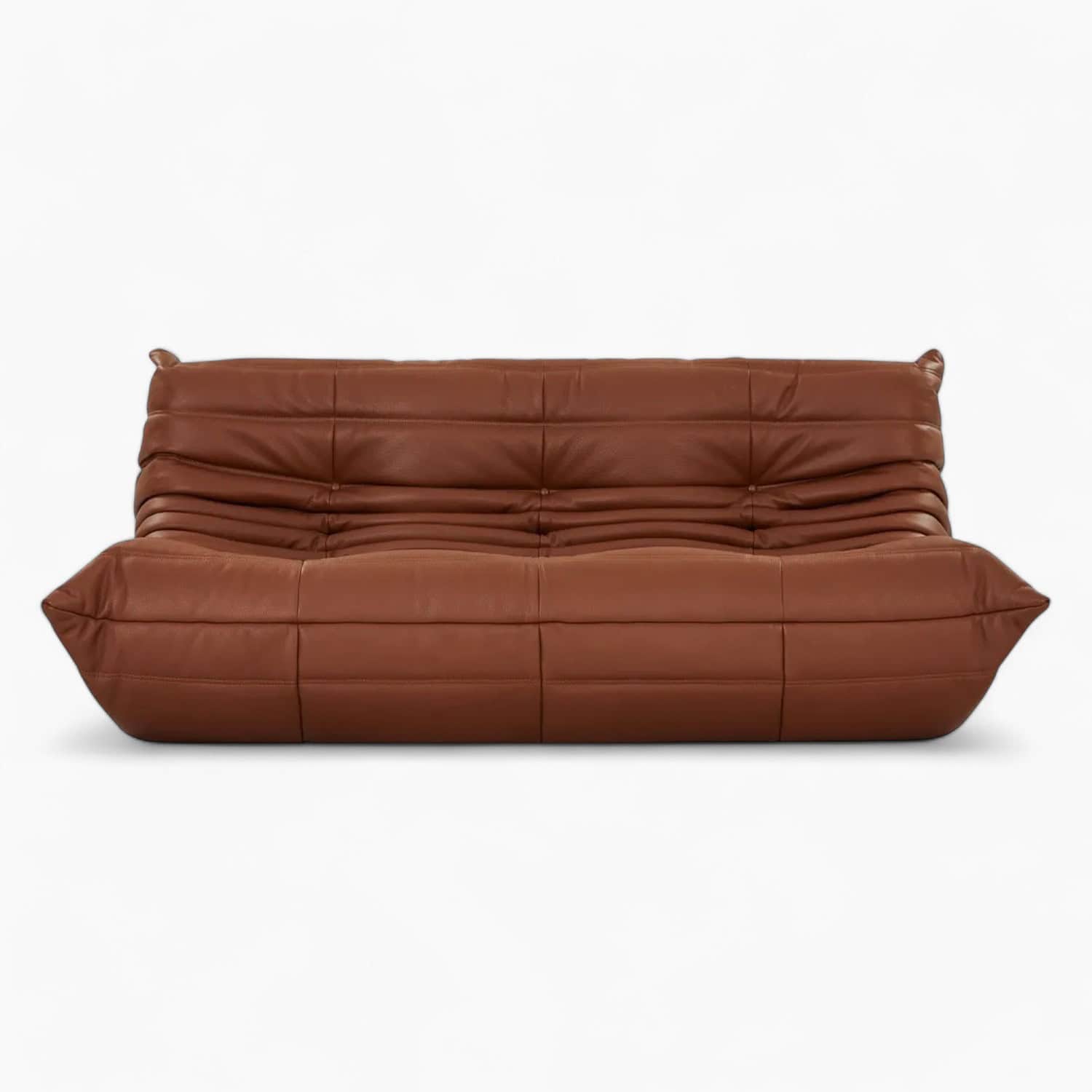 Togo Sofa Brown Leather 3 - Togo Sofa, three seater