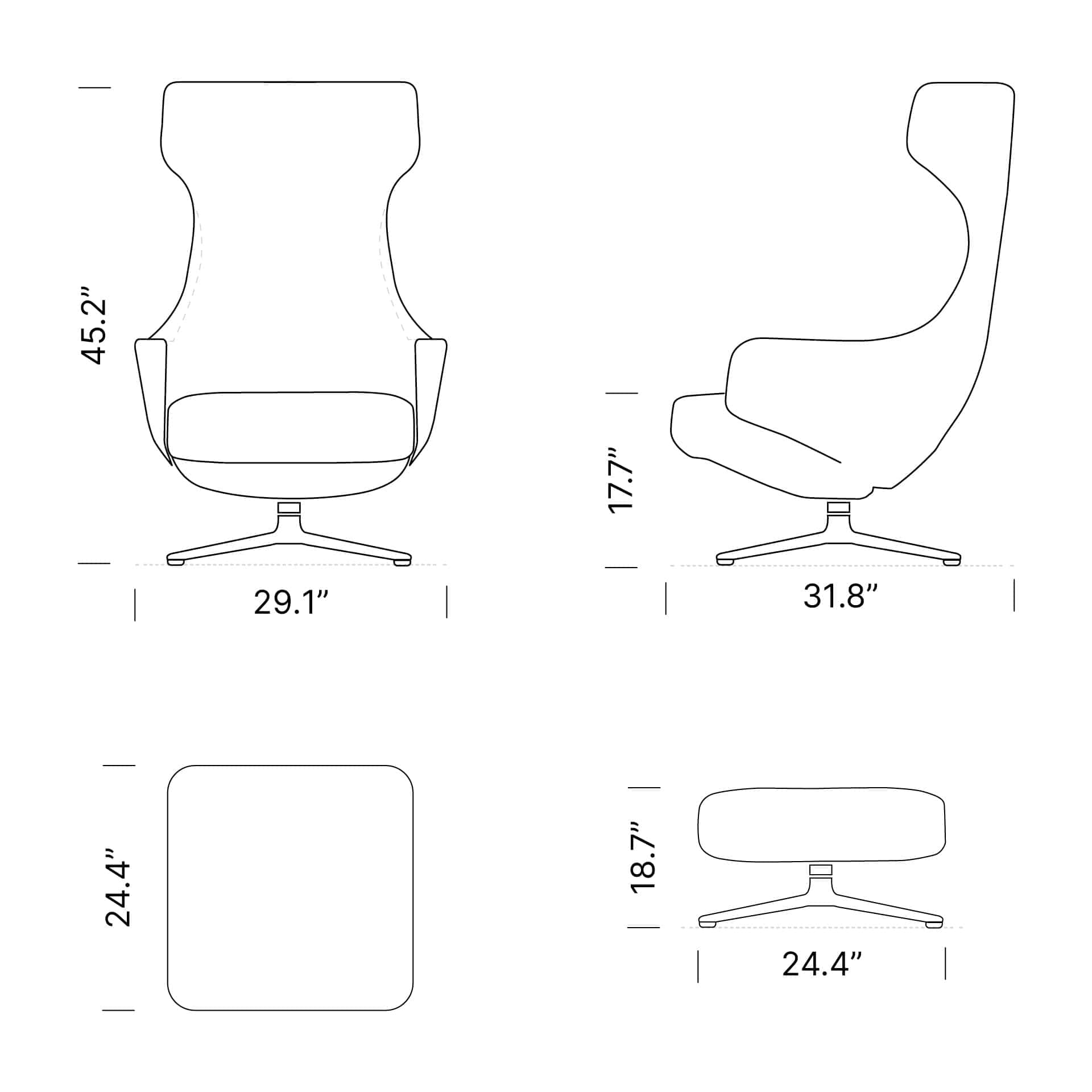 Dimensions Grand Repos Lounge Chair Mobile - Grand Repos