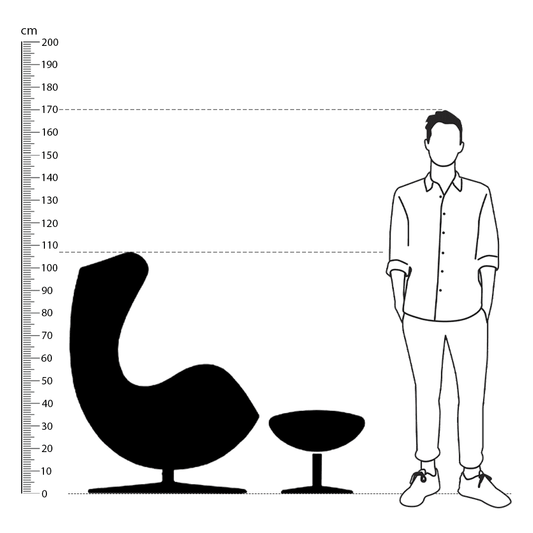 Egg Chair Replica with Stool Height Comparison1 1 - Egg Chair,  Fritz Hansen Egg Chair