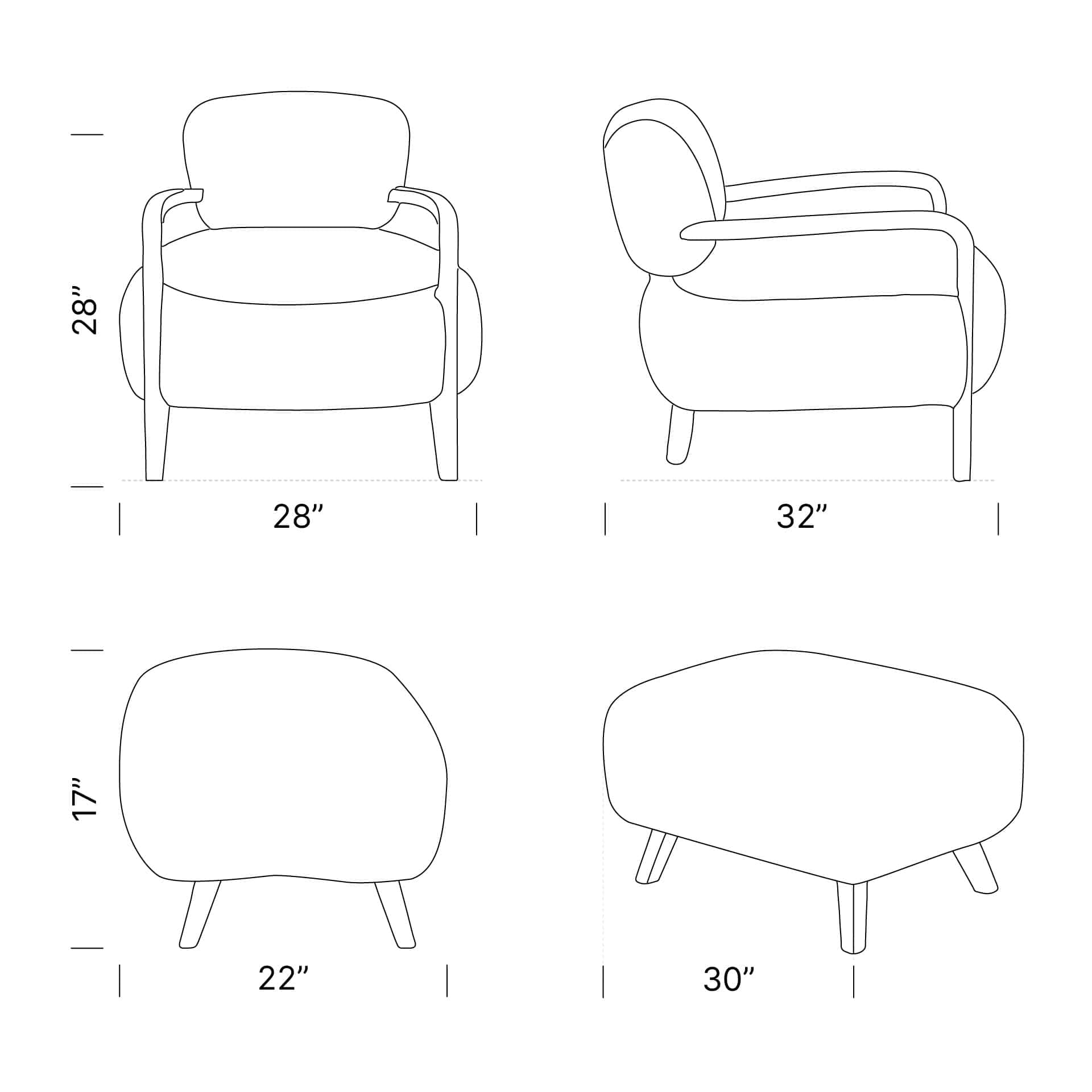 Dimensions Yeti Sheepskin Armchair Mobile - Yeti Sheepskin Armchair and Ottoman