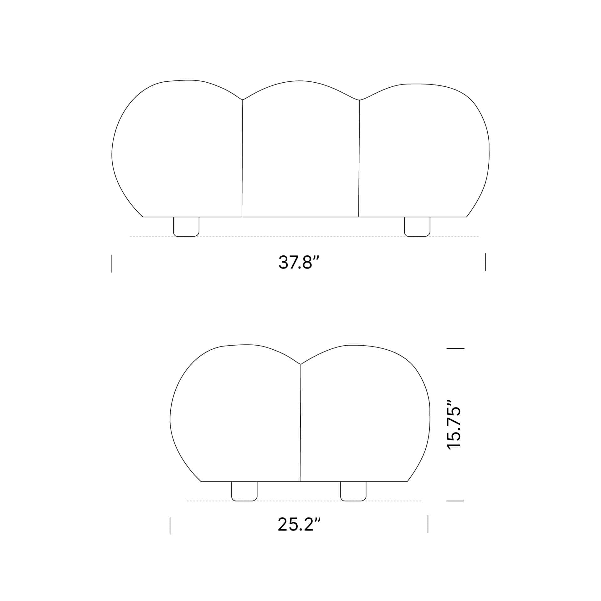 Dimensions Camaleonda Module Ottoman Mobile - Camaleonda