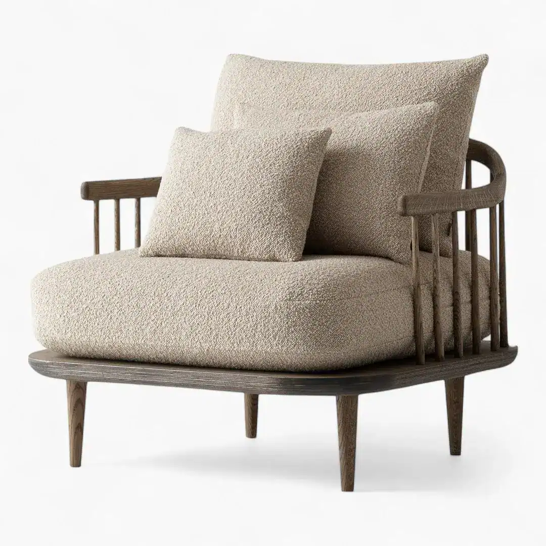 Beige Bouclé | Dark Oak