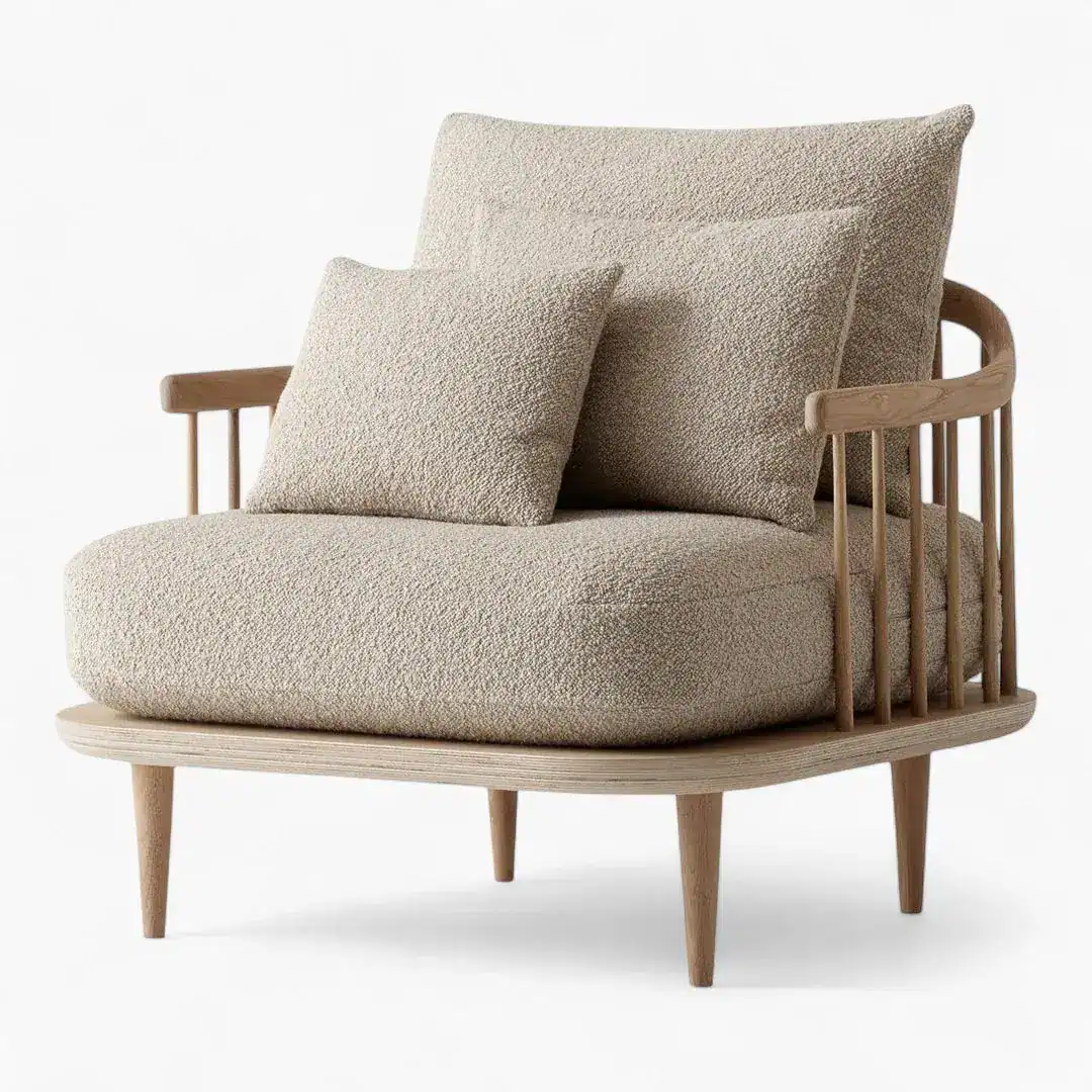 Fly SC1 Lounge Chair White Oak Boucle 2