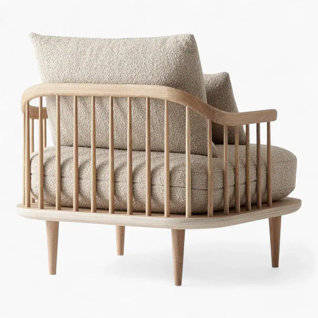 Fly SC1 Lounge Chair White Oak Boucle 3