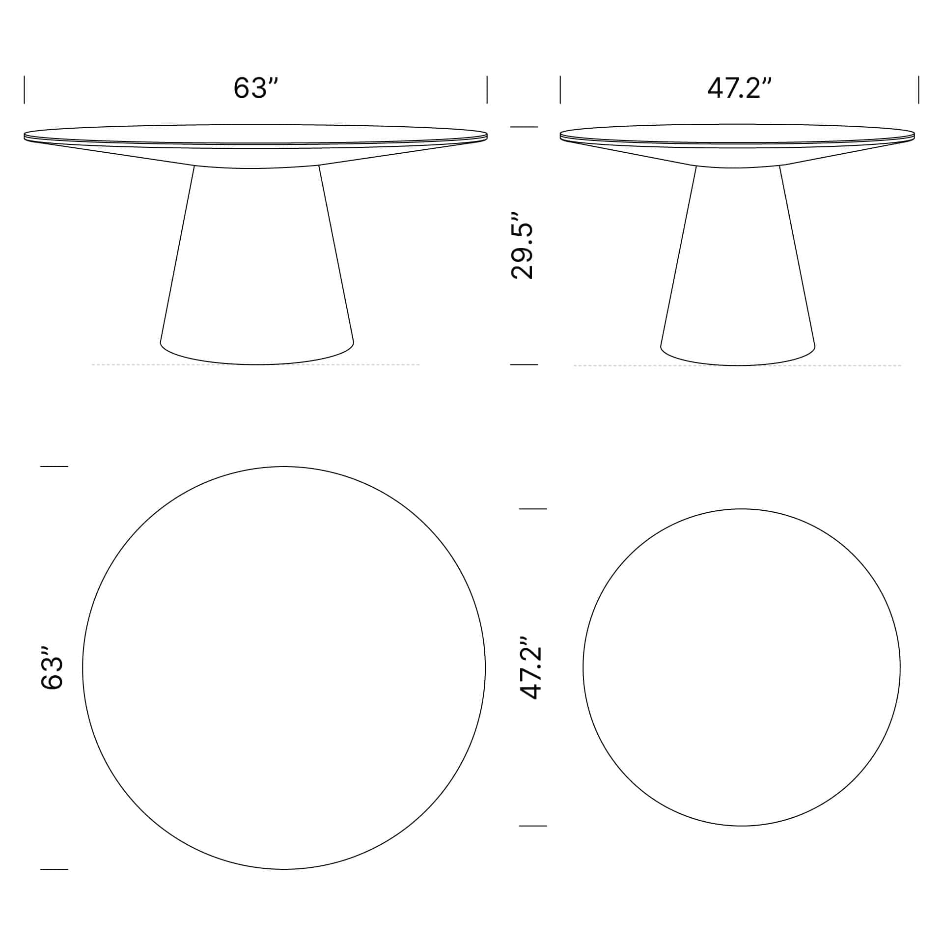 Dimensions Cella Dining Table Mobile