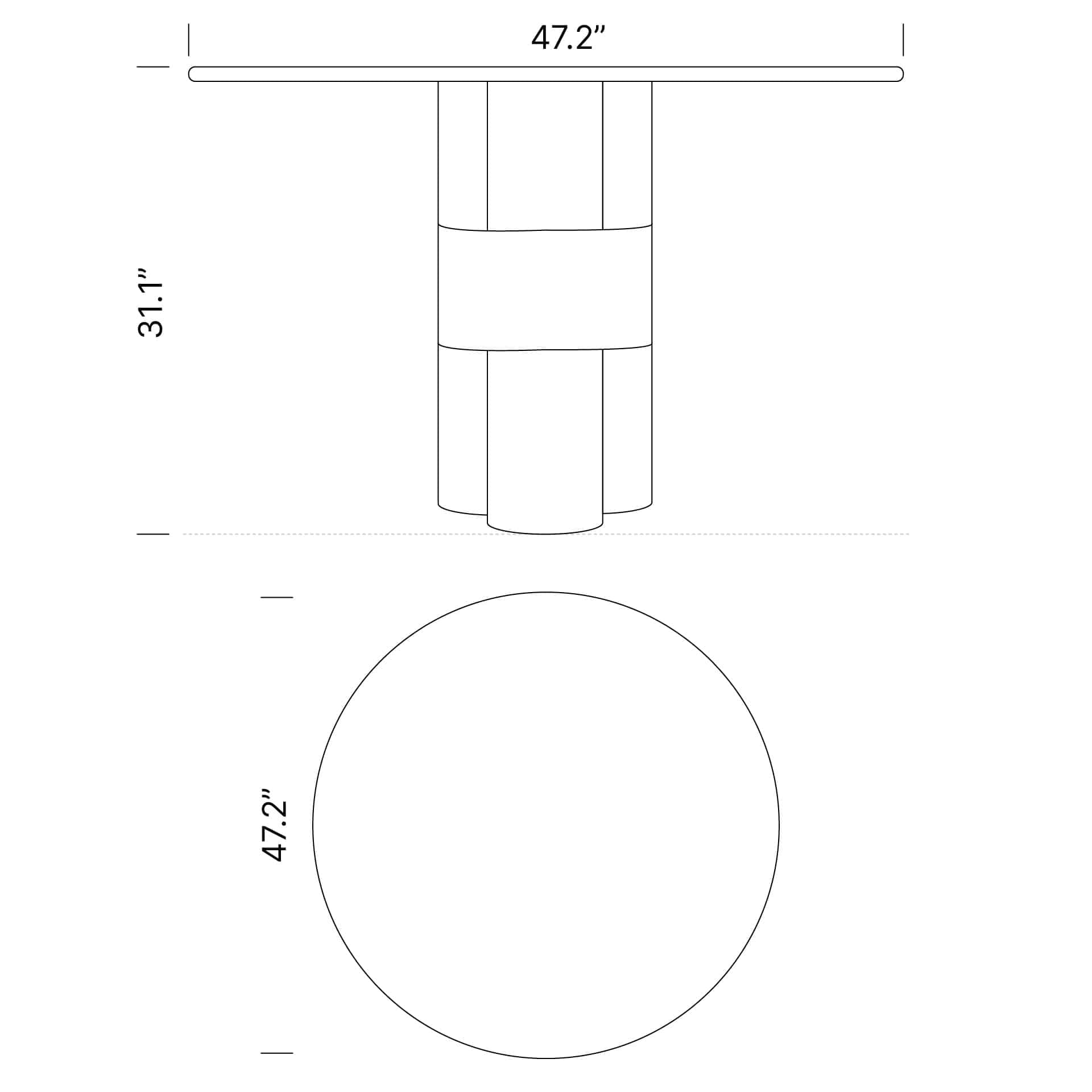 Dimensions FIrelli Round Dining Table Mobile