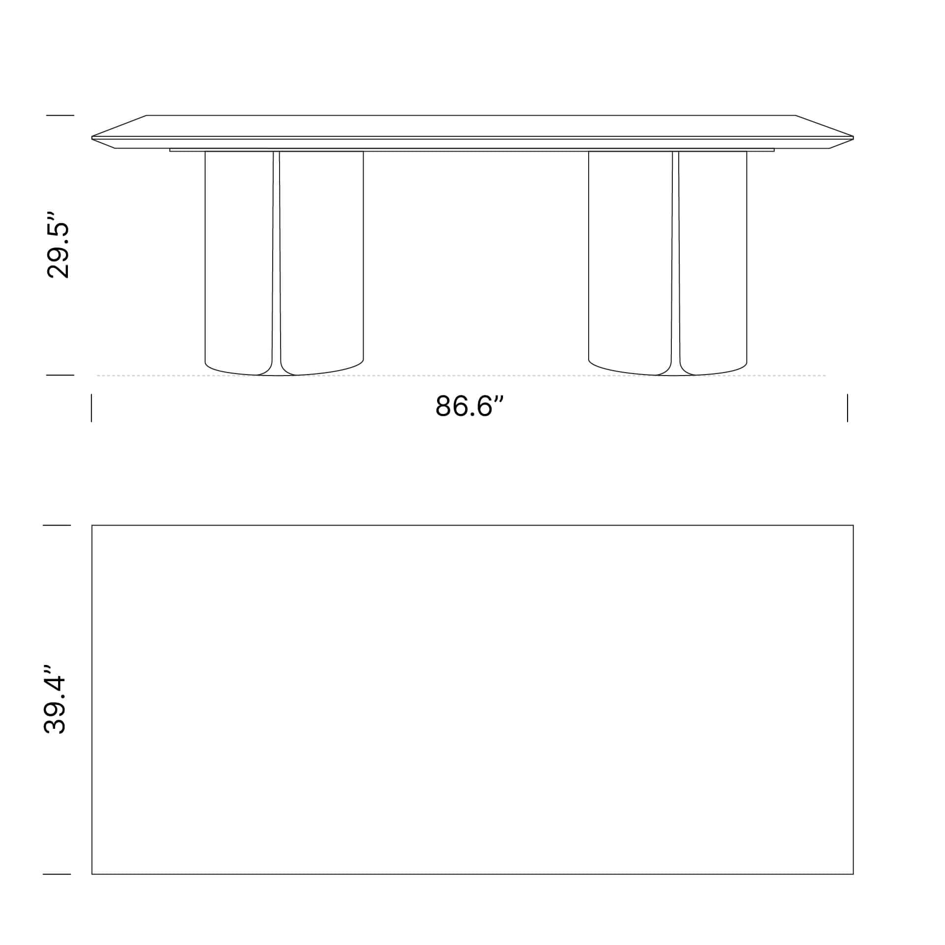Dimensions Opus Dining Table Mobile