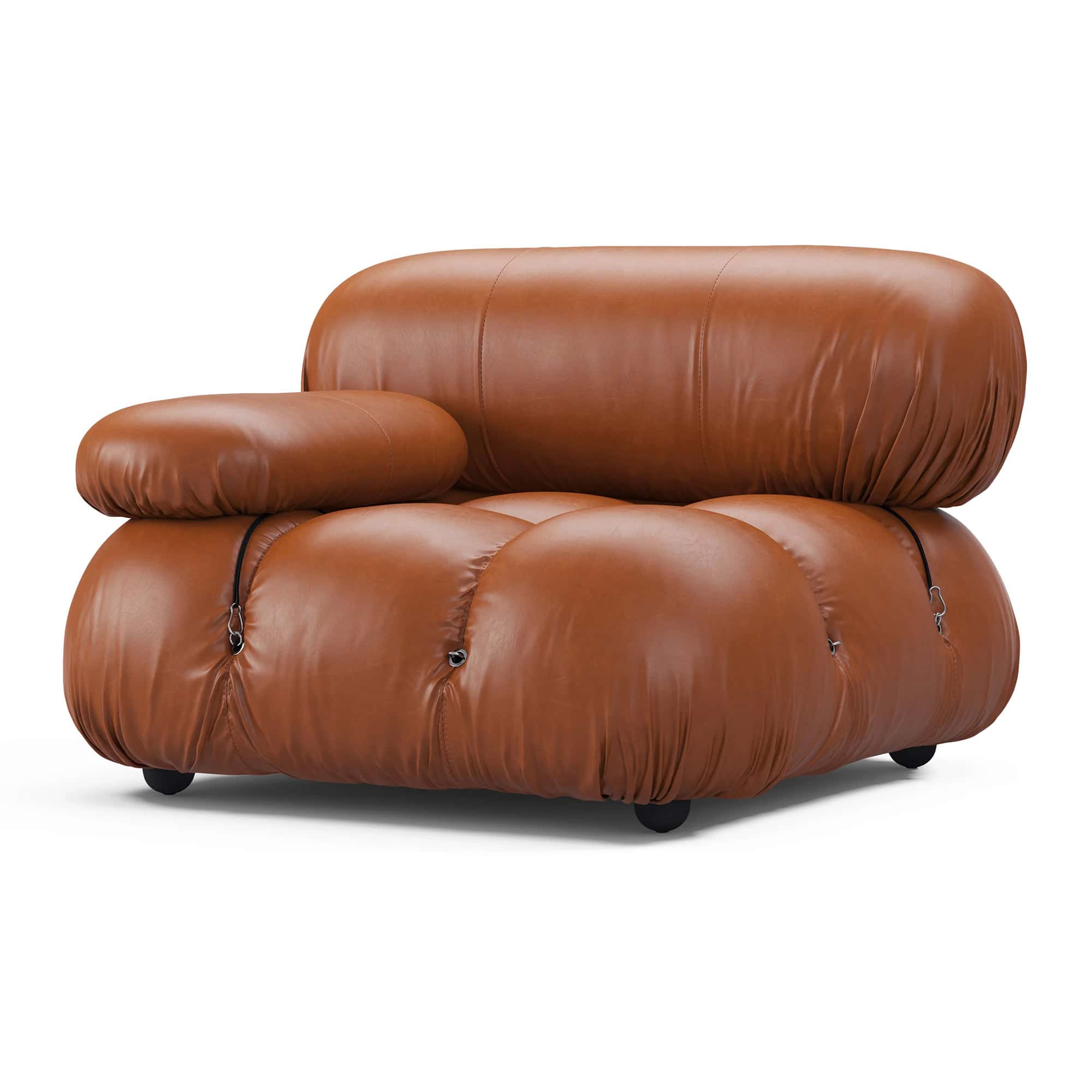 Camaleonda Module Right Armrest - Brown Leather 2 - Camaleonda