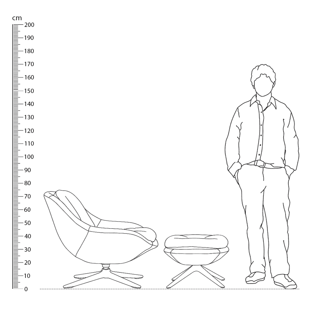 Kendall Armchair with Ottoman height comparison