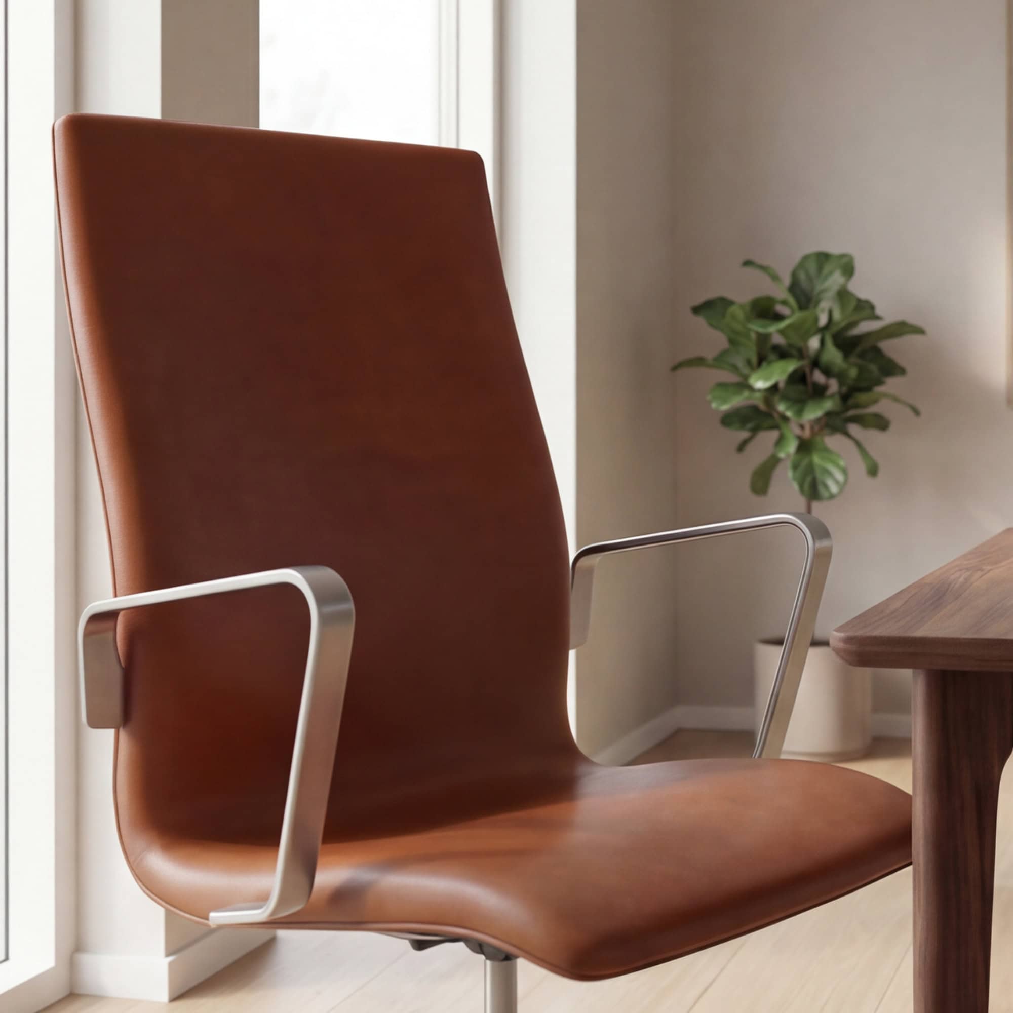 Oxford Chair Brown Leather 3