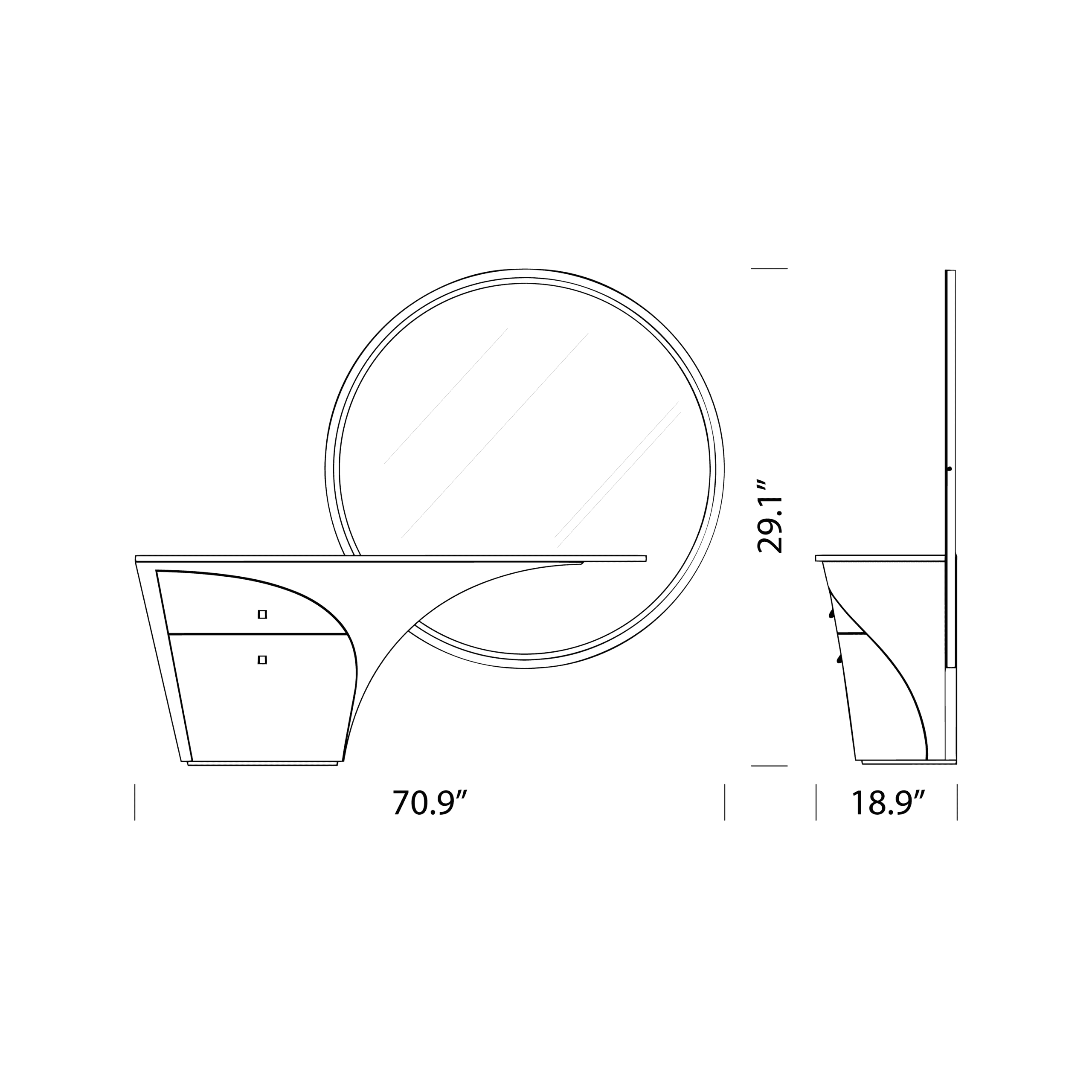 Product dimensions diagram